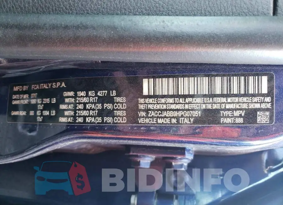 ZACCJABB9HPG07051 Photo# 12