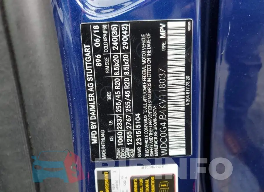 WDC0G4JB4KV118037 Photo# 14