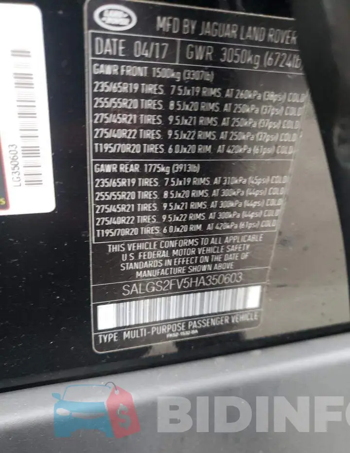 SALGS2FV5HA350603 Photo# 13