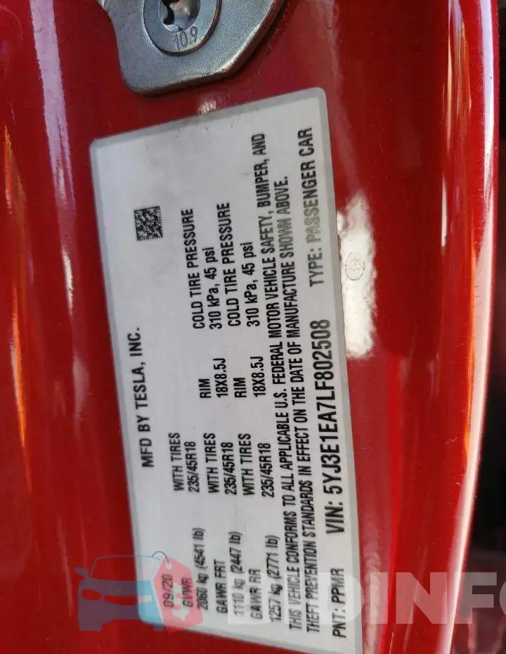 5YJ3E1EA7LF802508 Photo# 12