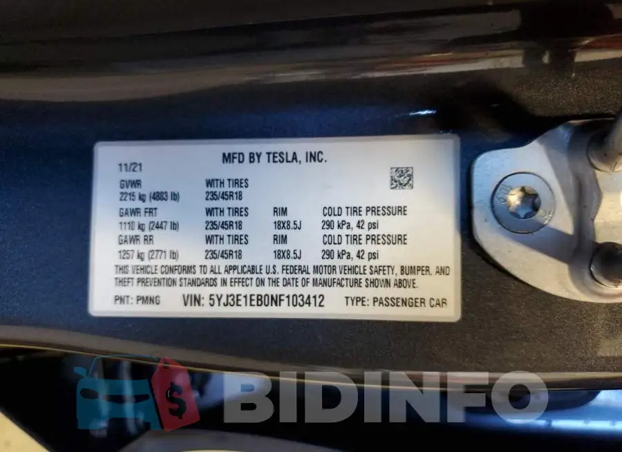 5YJ3E1EB0NF103412 Photo# 12
