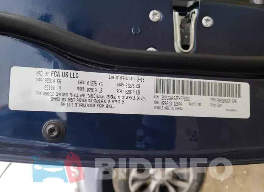2C3CCAAG2FH772661 Photo# 12