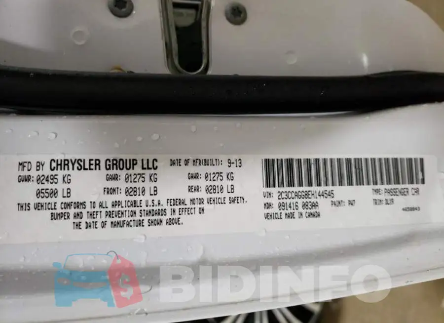 2C3CCAGG8EH144545 Photo# 12