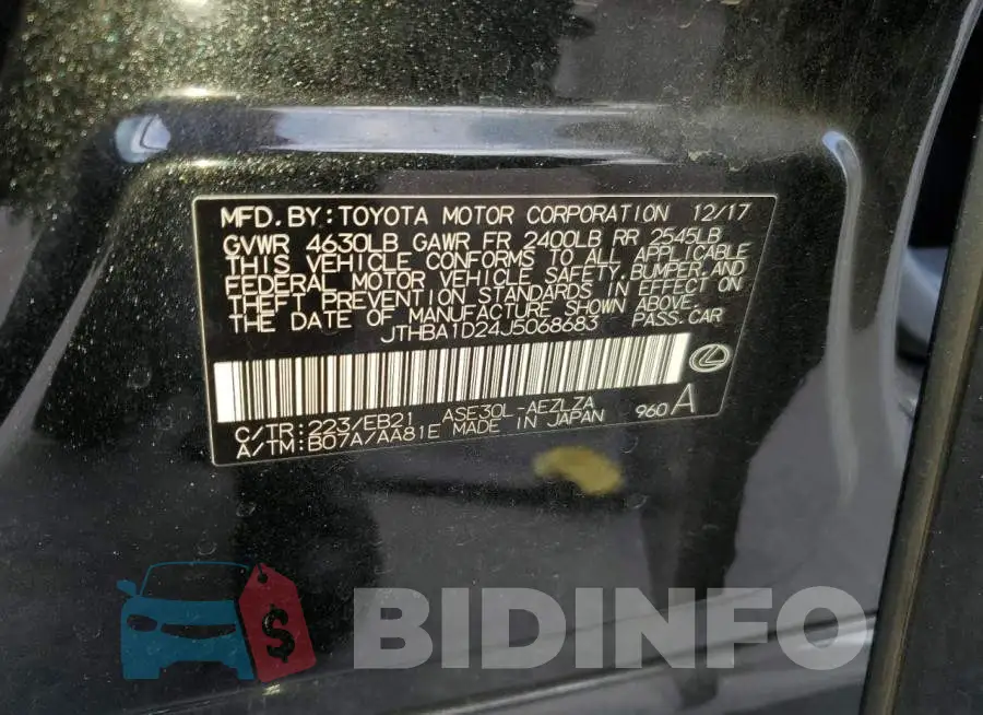 JTHBA1D24J5068683 Photo# 12