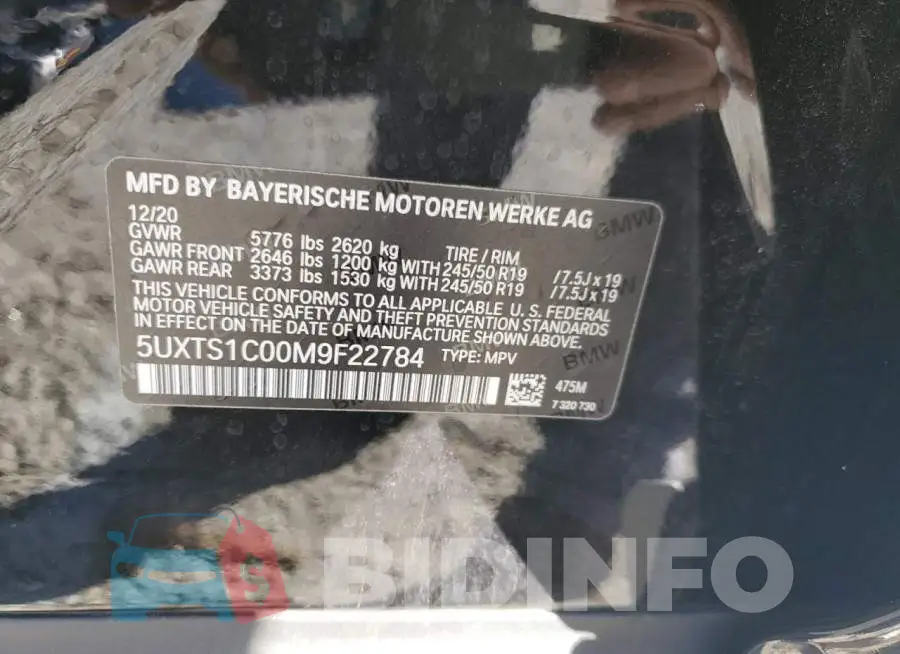 5UXTS1C00M9F22784 Photo# 14