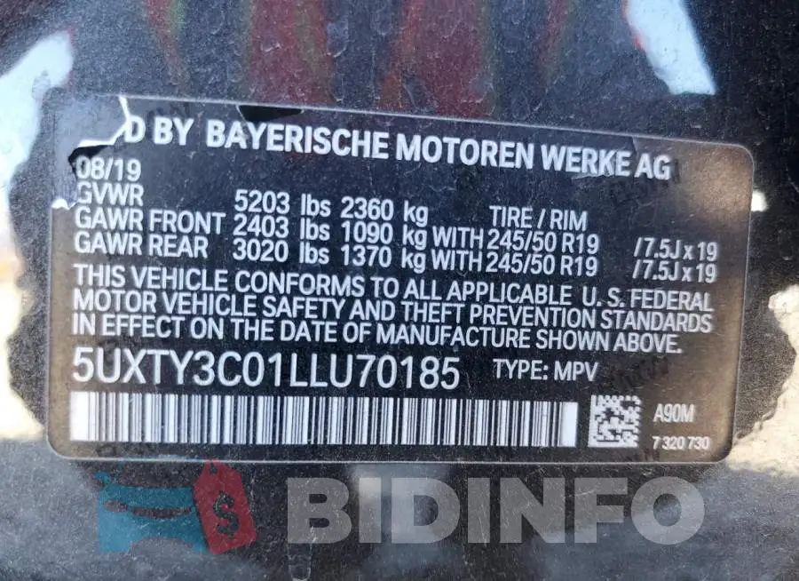 5UXTY3C01LLU70185 Photo# 13