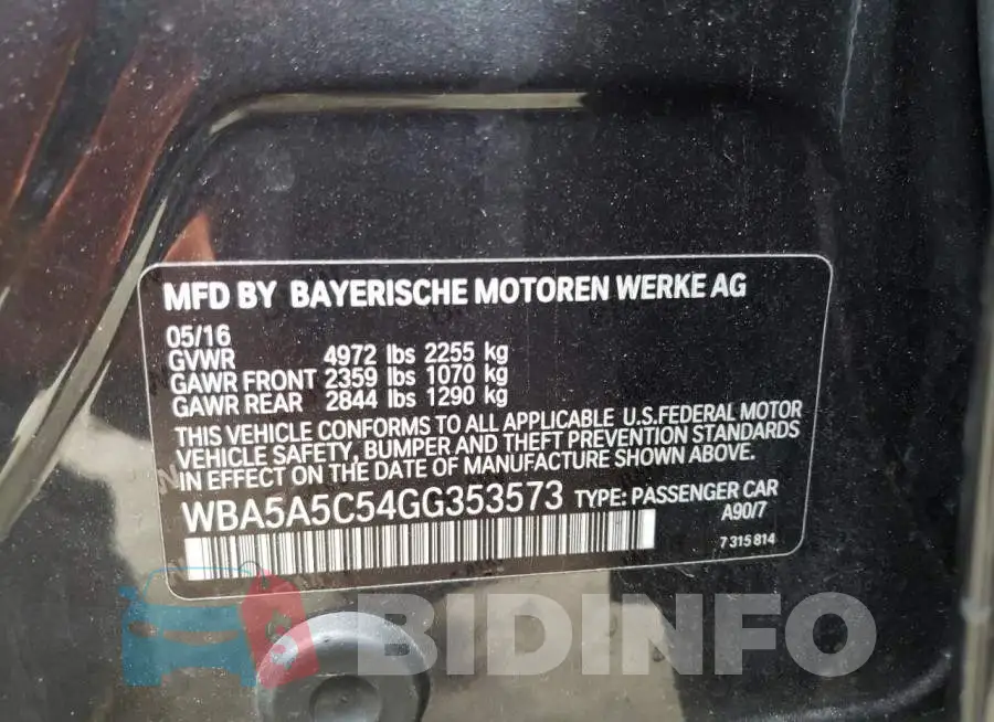 WBA5A5C54GG353573 Photo# 13