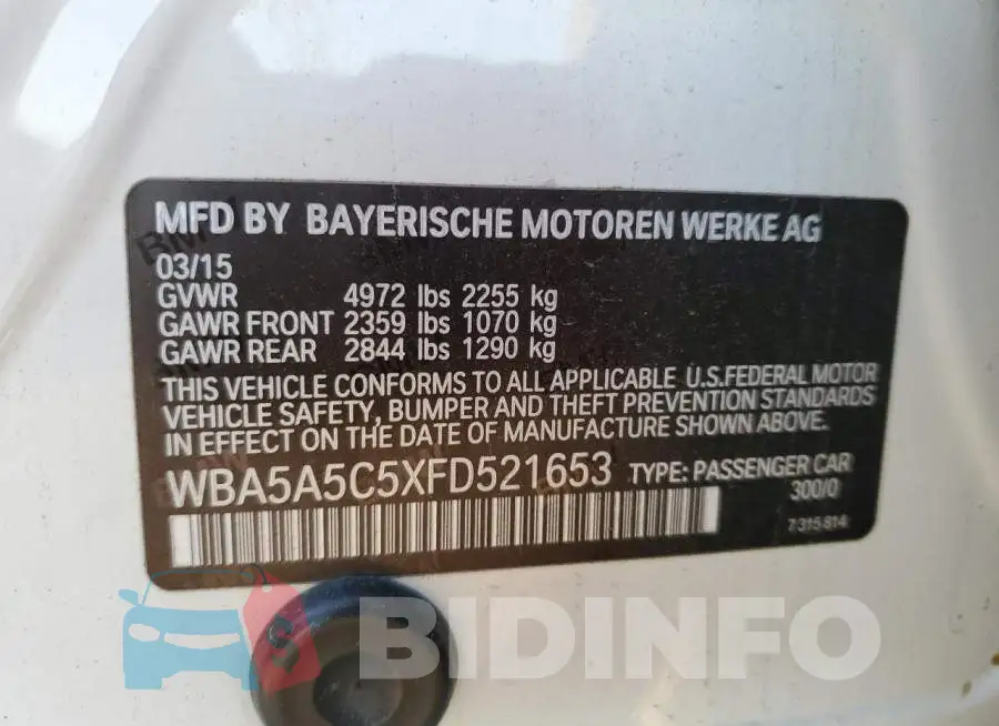 WBA5A5C5XFD521653 Photo# 12