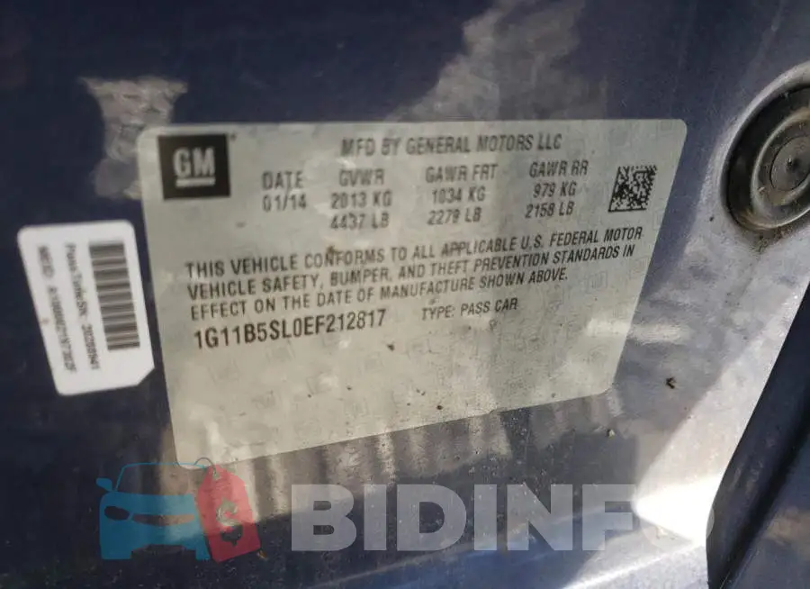 1G11B5SL0EF212817 Photo# 12