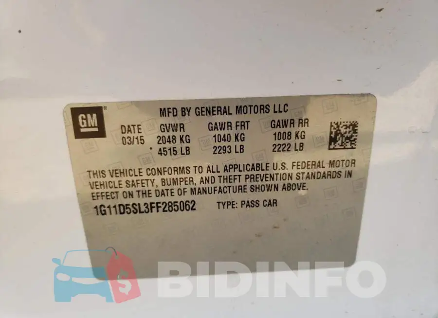 1G11D5SL3FF285062 Photo# 12