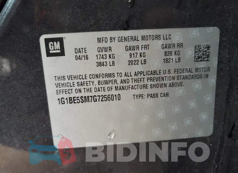 1G1BE5SM7G7256010 Photo# 12