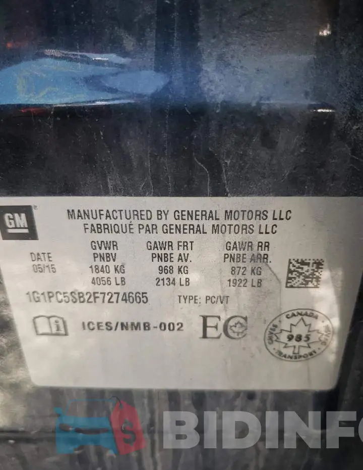 1G1PC5SB2F7274665 Photo# 10