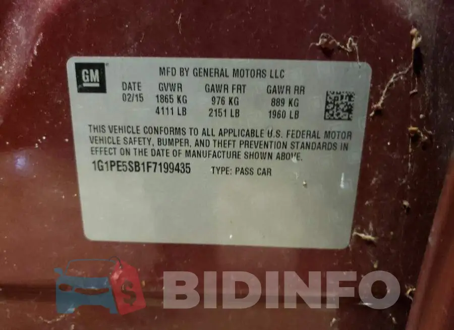 1G1PE5SB1F7199435 Photo# 12