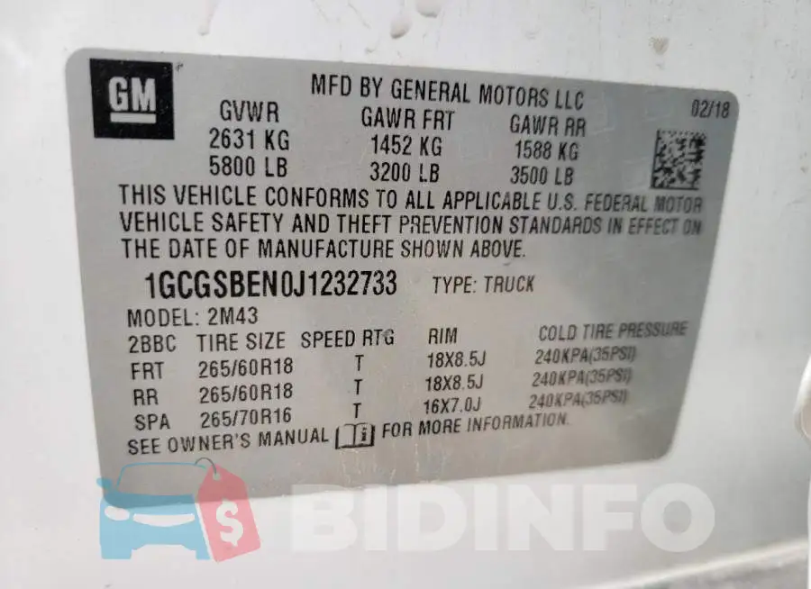 1GCGSBEN0J1232733 Photo# 12