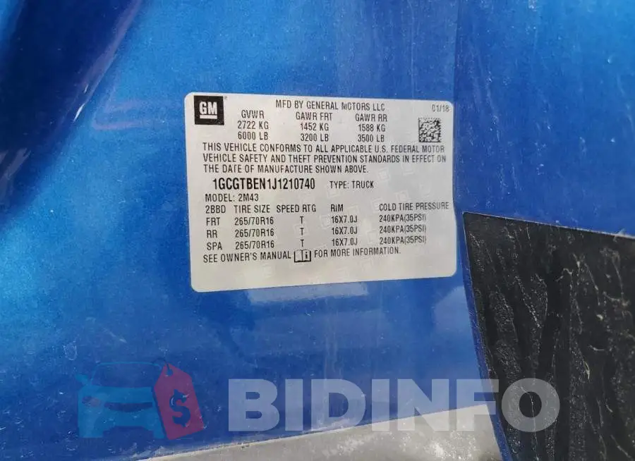 1GCGTBEN1J1210740 Photo# 12