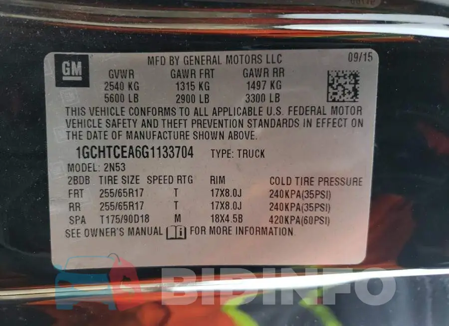 1GCHTCEA6G1133704 Photo# 12