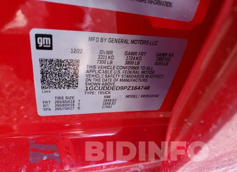 1GCUDDED9PZ164748 Photo# 12