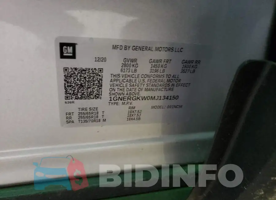 1GNERGKW0MJ134150 Photo# 12
