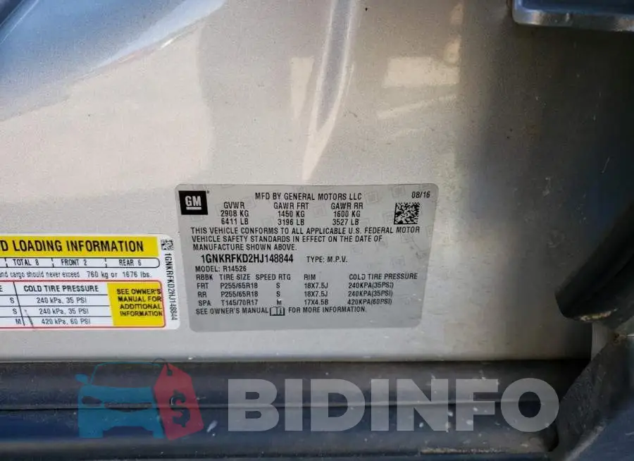 1GNKRFKD2HJ148844 Photo# 13