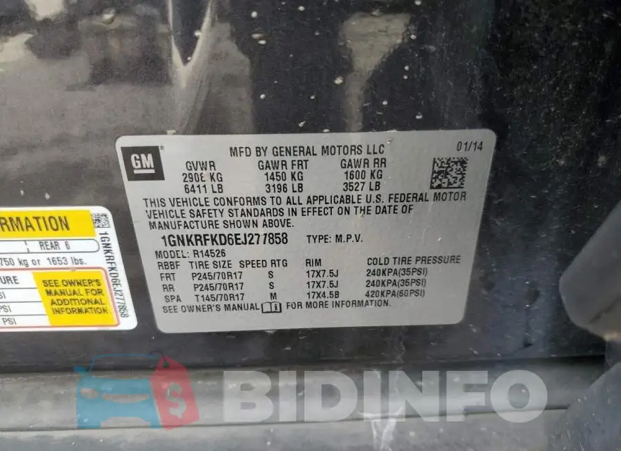 1GNKRFKD6EJ277858 Photo# 13