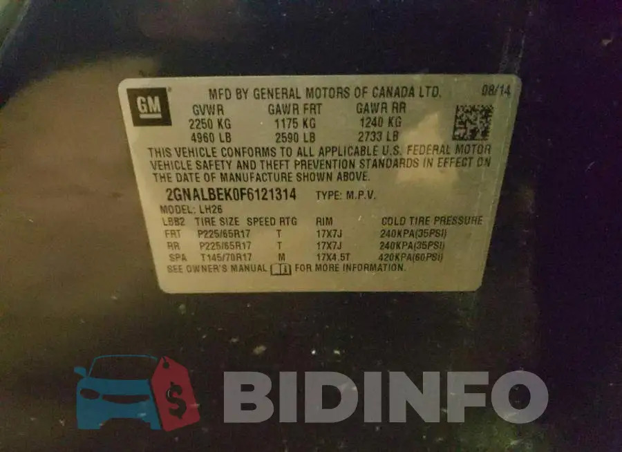 2GNALBEK0F6121314 Photo# 13