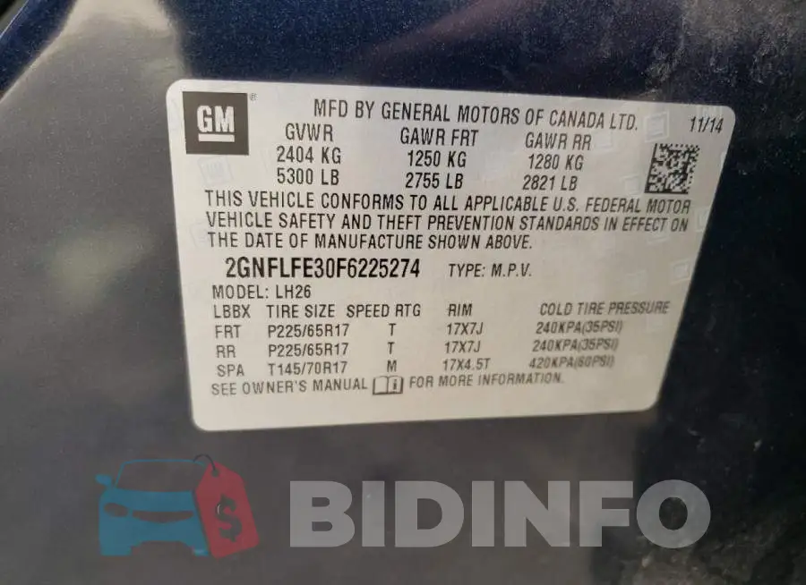 2GNFLFE30F6225274 Photo# 13