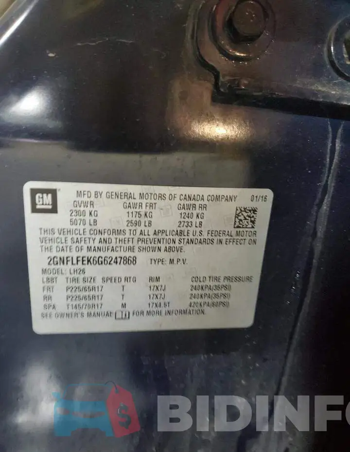 2GNFLFEK6G6247868 Photo# 12