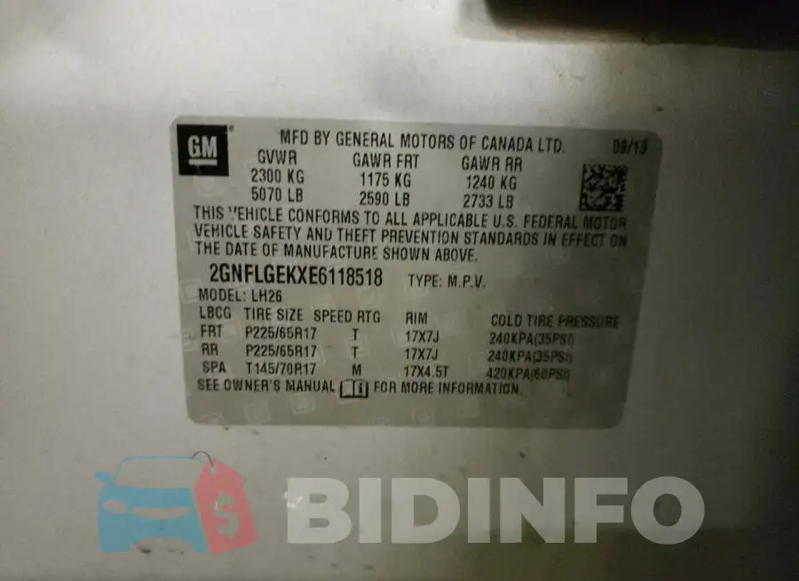 2GNFLGEKXE6118518 Photo# 13