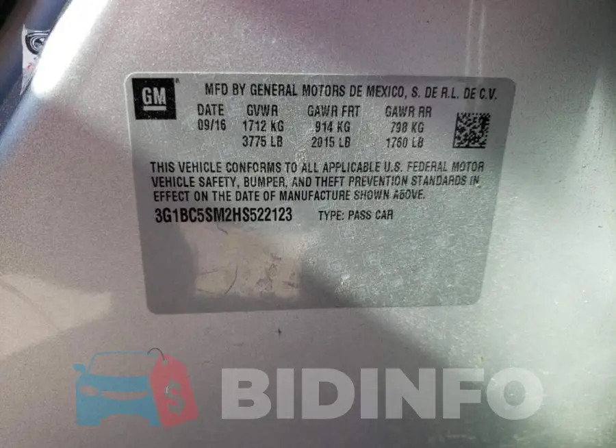 3G1BC5SM2HS522123 Photo# 12