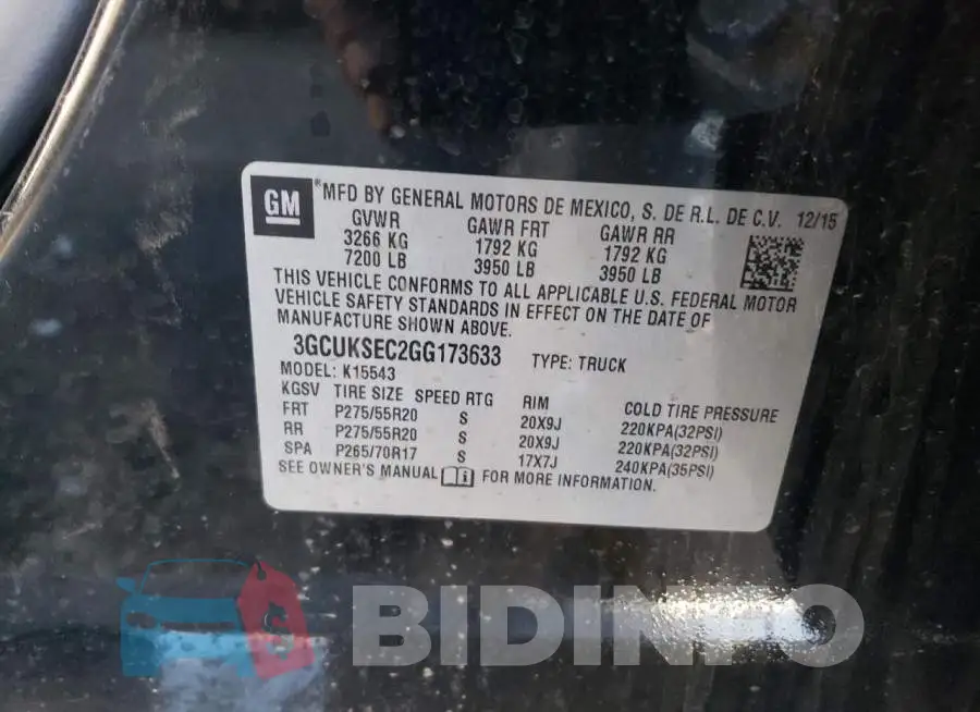 3GCUKSEC2GG173633 Photo# 12