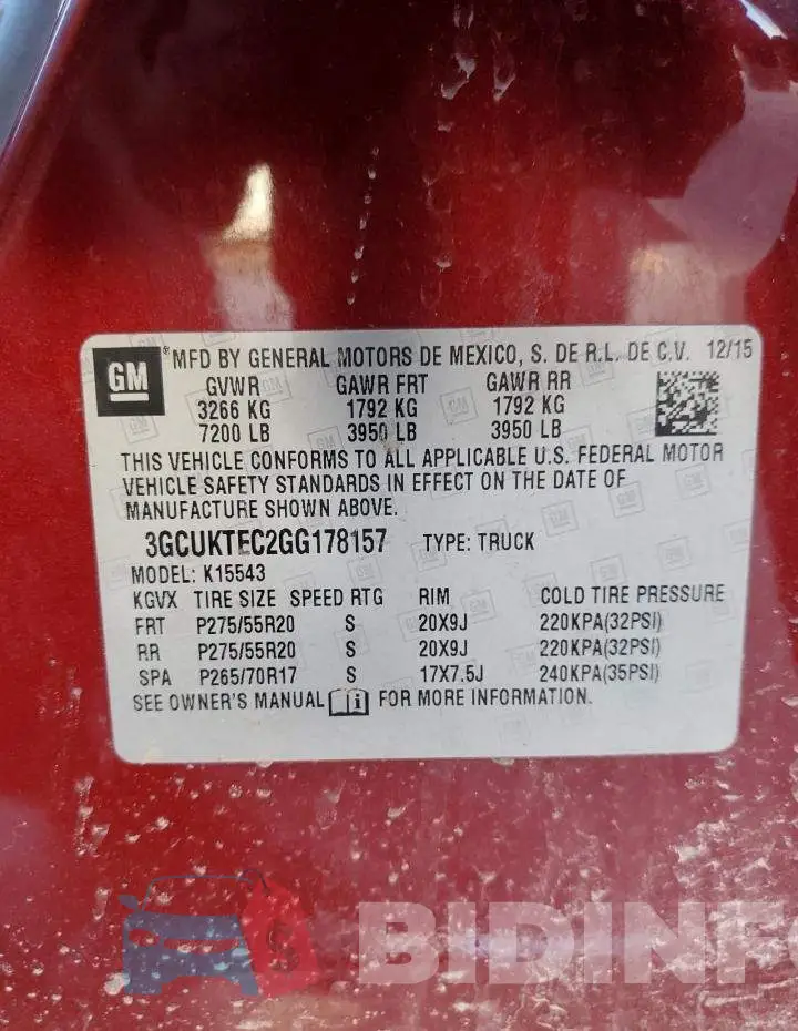 3GCUKTEC2GG178157 Photo# 13