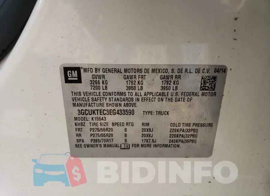 3GCUKTEC3EG433590 Photo# 12