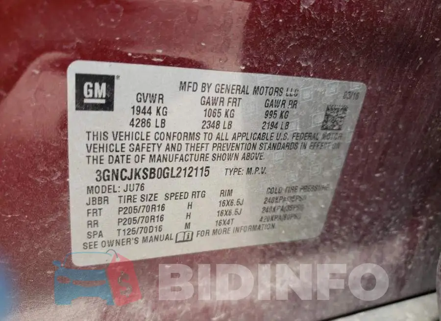 3GNCJKSB0GL212115 Photo# 14