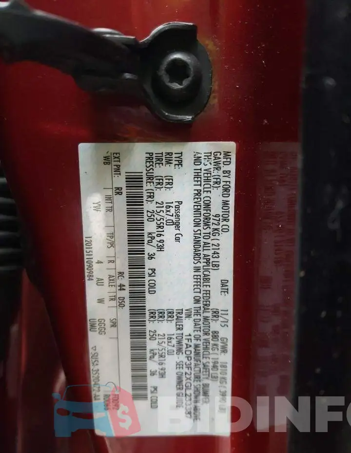 1FADP3F2XGL233387 Photo# 12