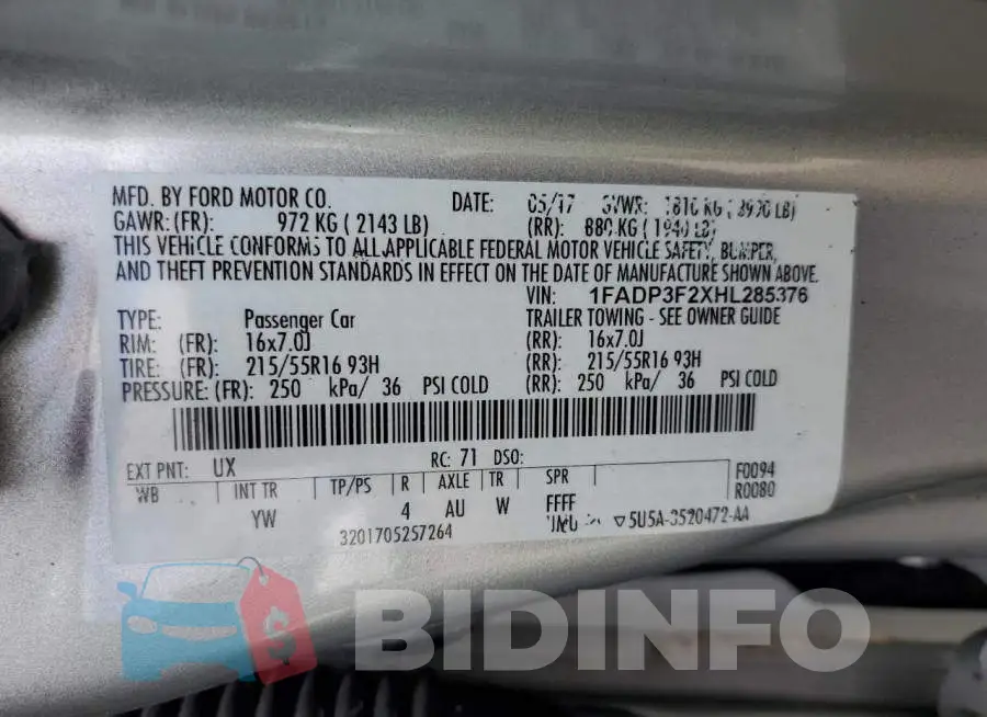 1FADP3F2XHL285376 Photo# 12
