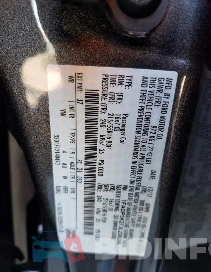 1FADP3K27JL238298 Photo# 12