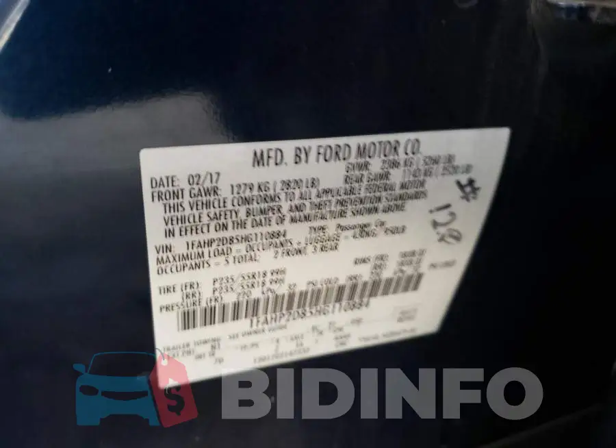 1FAHP2D85HG110884 Photo# 12