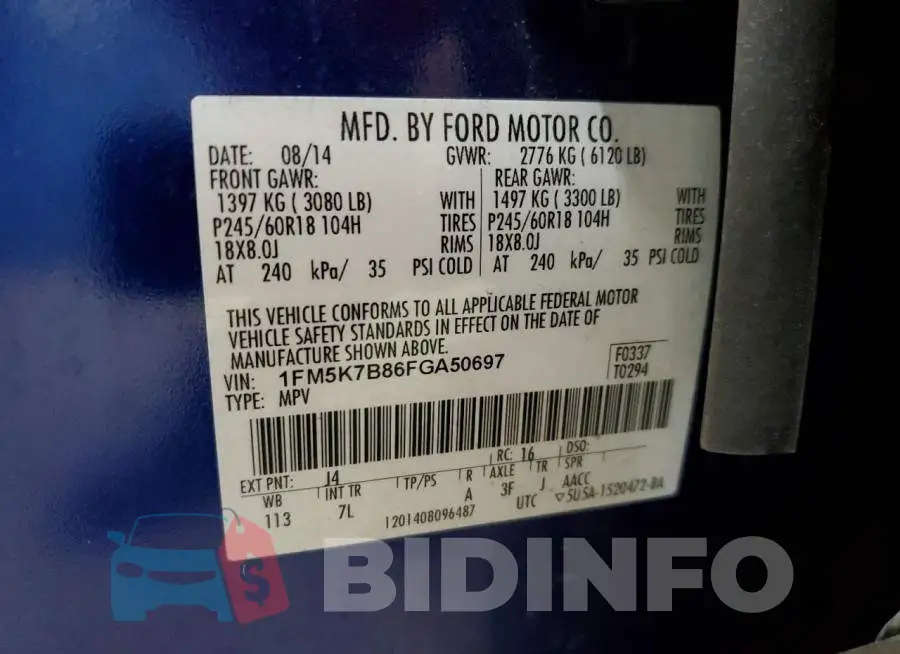 1FM5K7B86FGA50697 Photo# 13