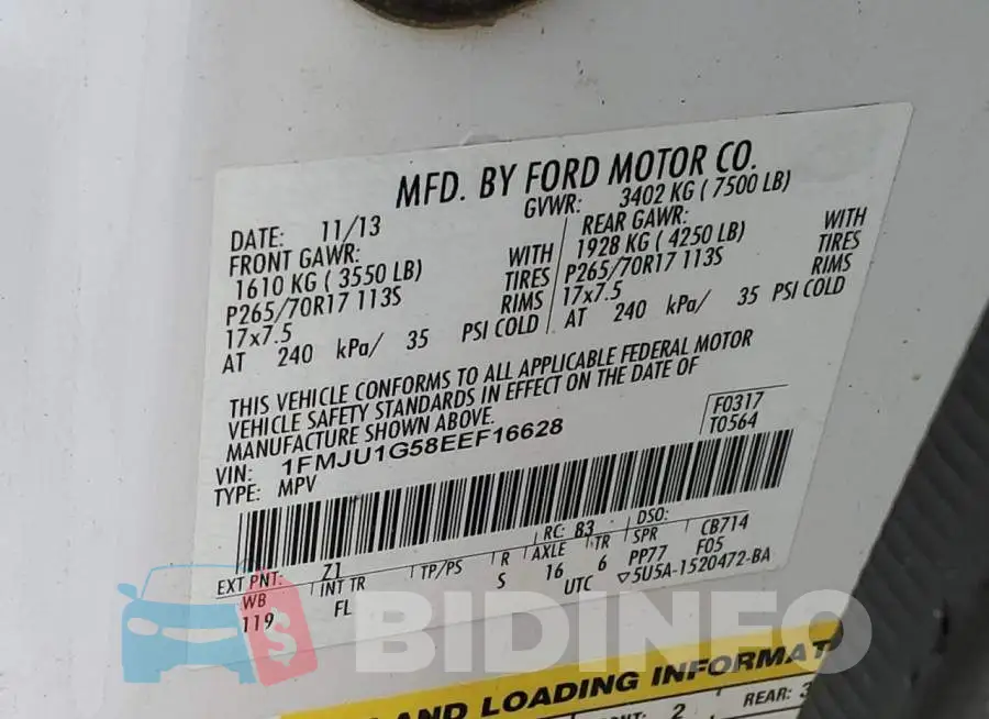 1FMJU1G58EEF16628 Photo# 13