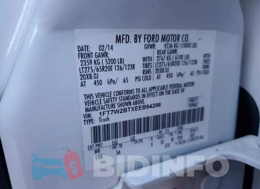 1FT7W2BTXEEB64298 Photo# 12