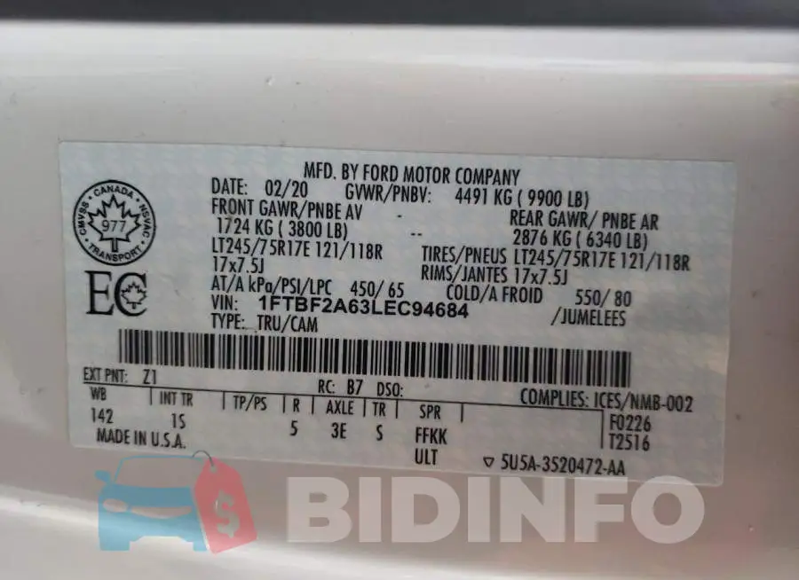 1FTBF2A63LEC94684 Photo# 13