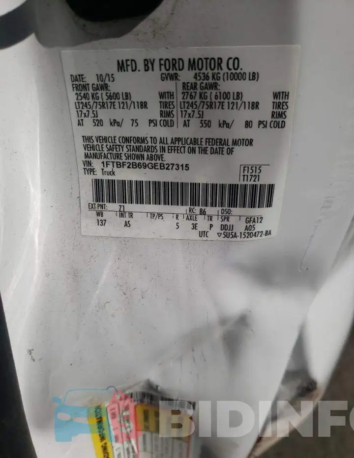 1FTBF2B69GEB27315 Photo# 13
