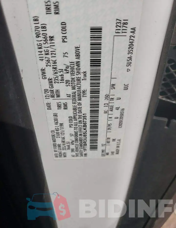 1FTBR3U85LKB67351 Photo# 12