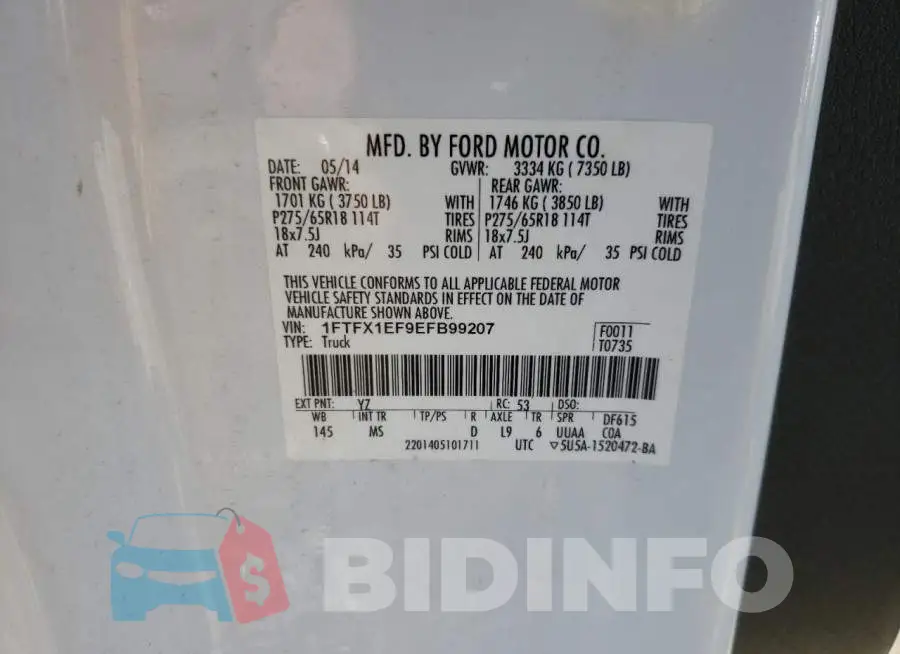 1FTFX1EF9EFB99207 Photo# 12