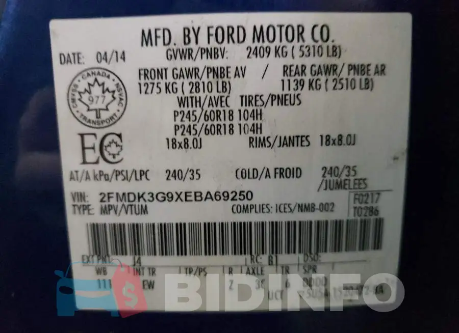 2FMDK3G9XEBA69250 Photo# 13