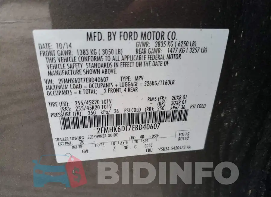 2FMHK6DT7EBD40607 Photo# 12