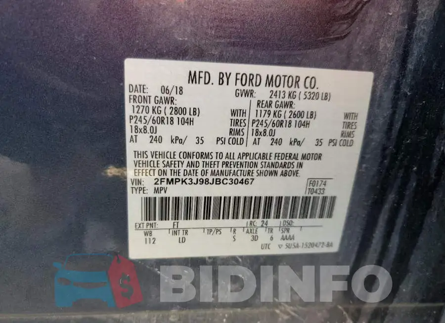 2FMPK3J98JBC30467 Photo# 13