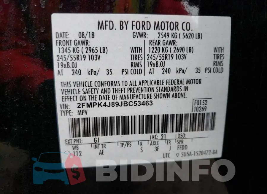 2FMPK4J89JBC53463 Photo# 14