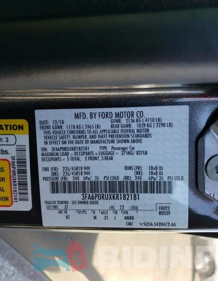 3FA6P0RUXKR182181 Photo# 10