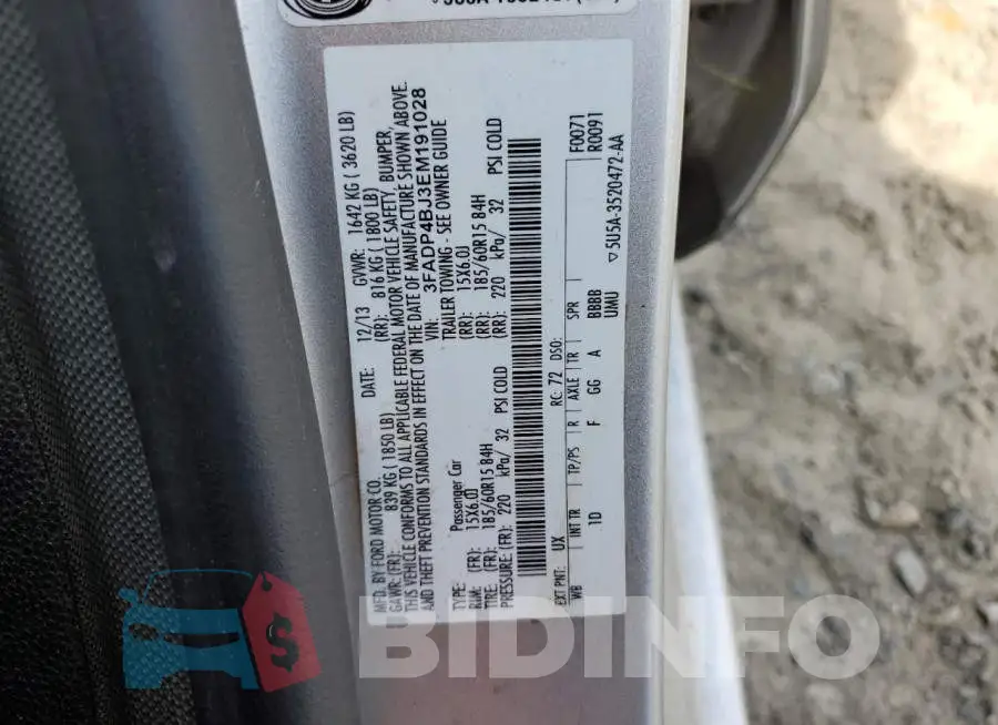 3FADP4BJ3EM191028 Photo# 13